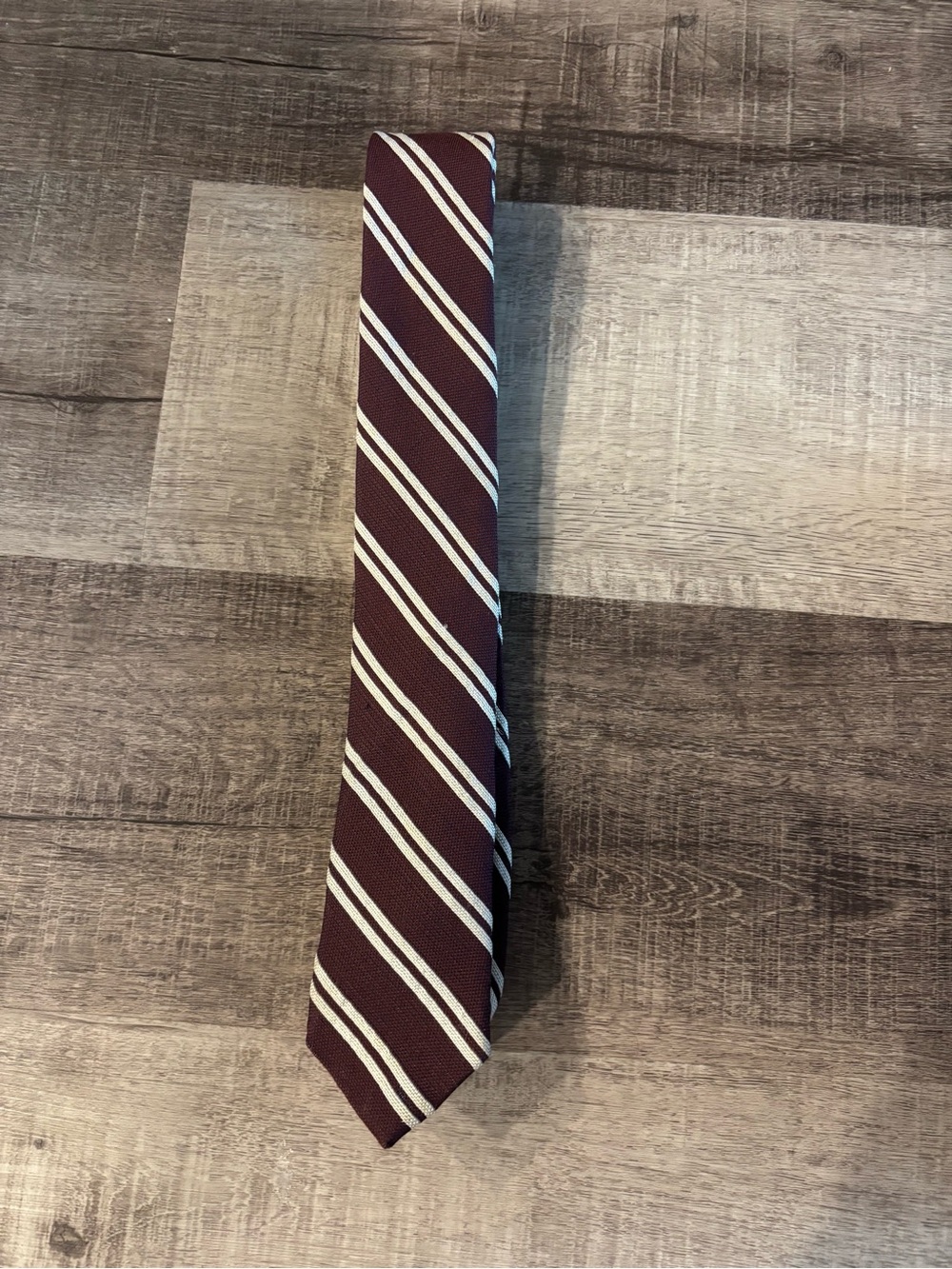 Black Brown 1826 Burgundy Tie with White Diagonal Stripes
